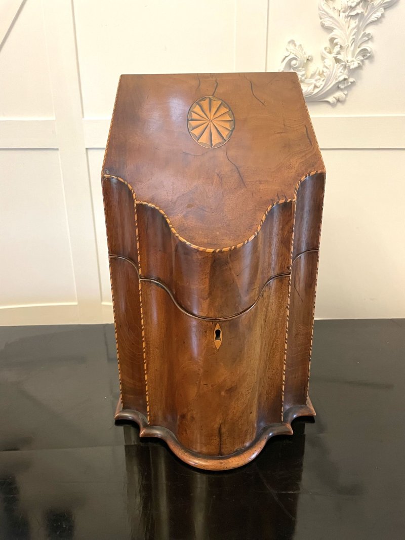 Antique George III Quality Mahogany Inlaid Post Box - Image 4